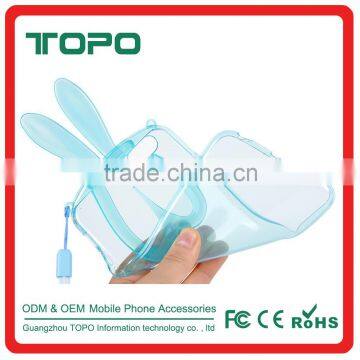 Fashion rabbit ear stand holder transparent clear shell soft tpu Silicone Mobile Phone back cover case for iphone 6 6s plus