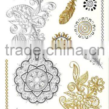 2015 New Design Gold Metallic Tattoo Sticker