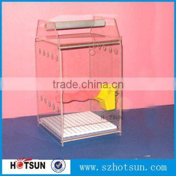 Custom handmade pink color acrylic bird cage house perspex bird cage