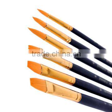 Top Quality Wooden Handle Gold Round And Flat Artist Nylon Brush Oil Acrylic Paint Brush For Professional Artist