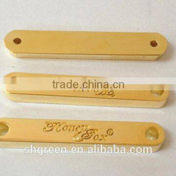 Bags/shoes gold metal strip tags with custom logo