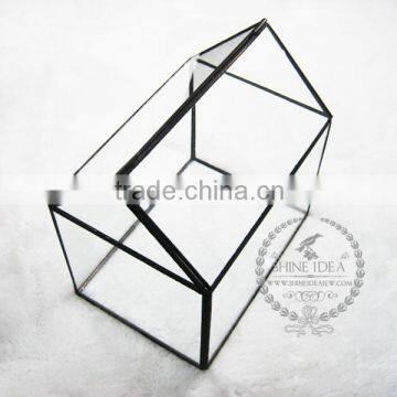 15.5*11*16.3cm geometric house shape air plant planter glass terrarium flower arrangement indoor gradening 0100039