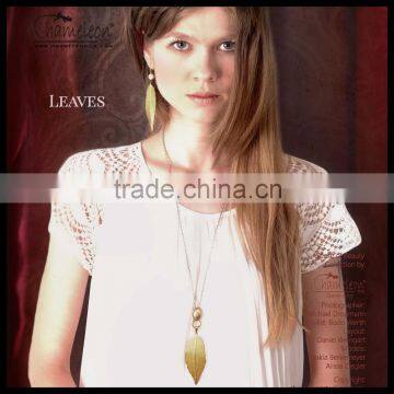 Chameleon Stainless Steel Leaves Necklace Jewelry for Women
