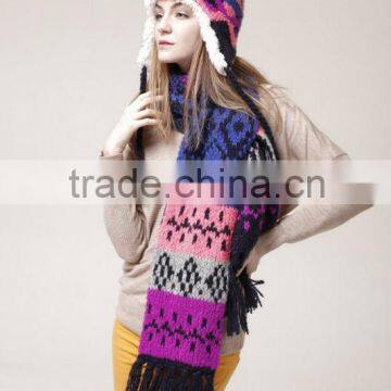 winter knitting scarf cap gloves