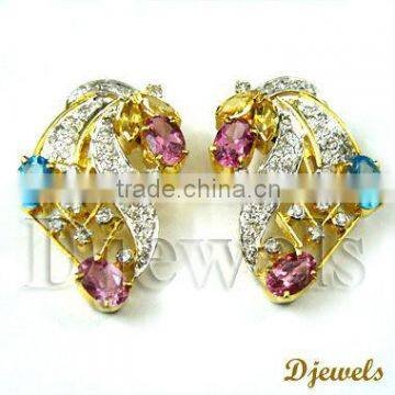 Gold Diamond Earrings, Ladies Diamond Earrings, Diamond Jewelry