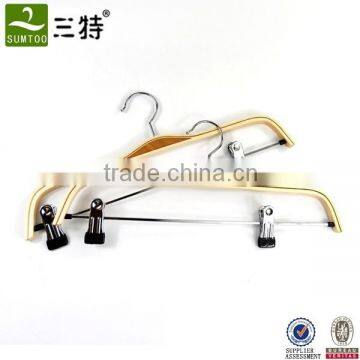 Bulk Cheap Laminated Clothed Pants wooden hanger With Clips