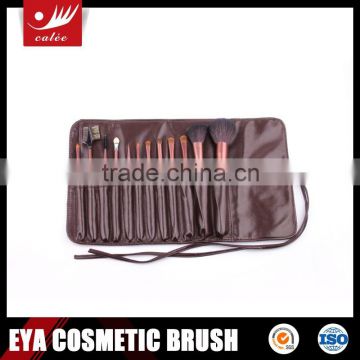 12pcs fashion brown bag make up and brushes