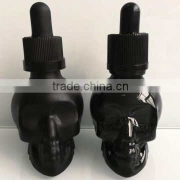 skull shape glass dropper bottle for e-juice glass skull bottle China with cheap price