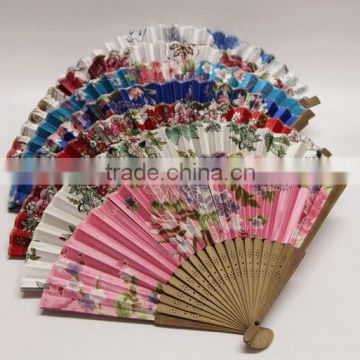 Colorful Promotion Bamboo Foldable Hand Fan with Cloth Face