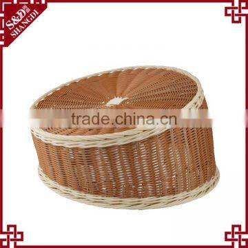 Round Shape Slide Side Fruit Bucket French Baguette Display Rattan Bread Basket photo-3