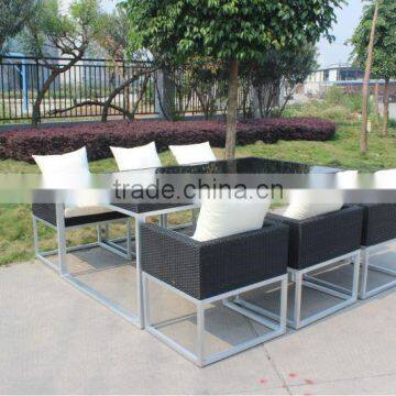 CF895 elegant garden furniture black rattan dining table and chairs