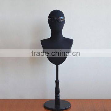 Black Color Man Woman Mannequin Head Shoulder Two Functions Fabric Mannequin Head photo-2