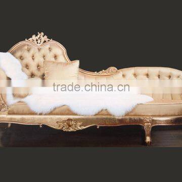 European Palace Royal Chair, Luxury Design Comfortable Gold Trim With Flower Carved Chaise Lounge photo-4