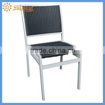 Light Weight Stackable Aluminium Frame Black PE Rattan Chair Lx11903