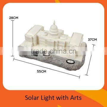 Decoartive Outdoor Garden Solar Powered Sculpture Polyresin White House Shaped LED Lights photo-2
