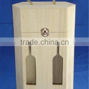 Natural Unfinished Decorative 2 Bottle Wooden Wine Gift Box Wholesale photo-4