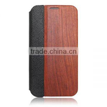 OEM flip wood leather cell phone case for Samsung S5