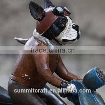Vintage Resin Bulldog Riding Figurine