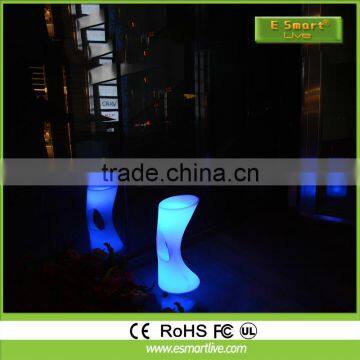 commercial illuminated outdoor furniture Rotational white PE plastic high stool tall LED Bar Chair