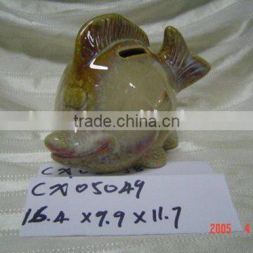 porcelain fish coin bank