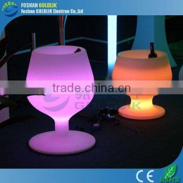 New Design Waterproof Plastic Wine Cup Shape LED Light Ice Bucket with Remote Control 16 Color