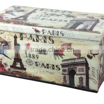 Decorative Storage Footstool/Paris Printing Footsool