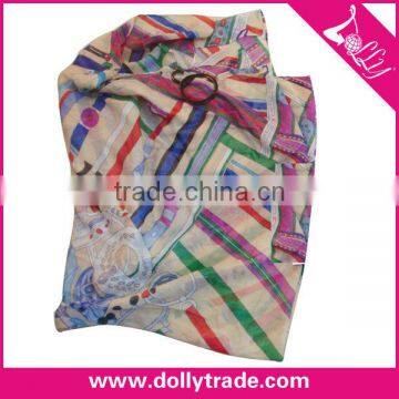 1*1.9M Wholesale New Spring Colorful Striped Fashion Ladies Silk Chiffon Scarf