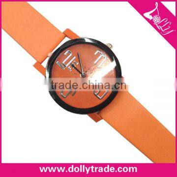 New Design Fashion Lady Quartz Orange Band Silicone Watch