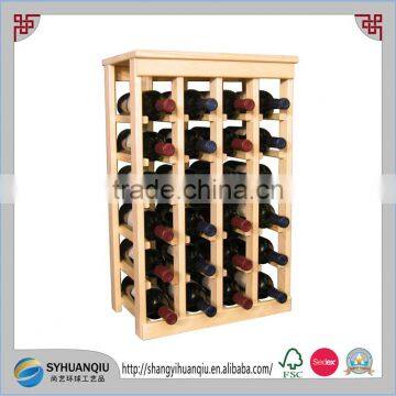 Wine Rack Bottle Holder Wood Countertop Storage 24 Bottles Display Stackable Bar