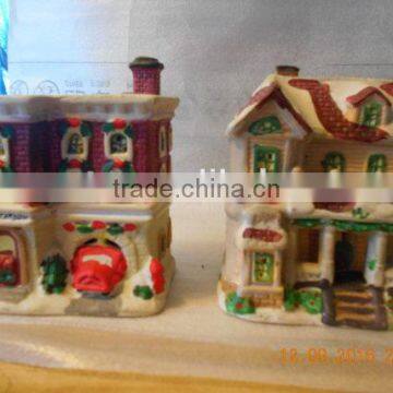 Set of 5 Christmas Village Houses & 6 People Figurines photo-5