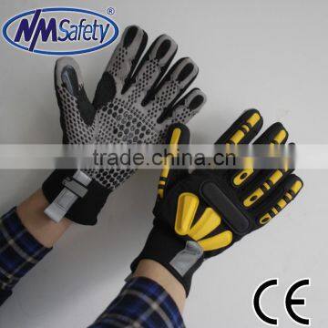 NMSAFETY neoprene cuff synthetic leather mechanic hand gloves with TPR glove leather