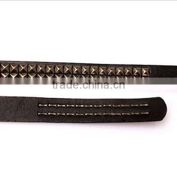 Wholesale Double Layer Pyraid Rivets Decorated D Buckle Sex Girl Thin PU Waist Belt photo-2