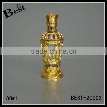 80ml new products high quality gold metal outside bottle glass inside fancy cosmetic perfume luxury glass bottle china suppliers