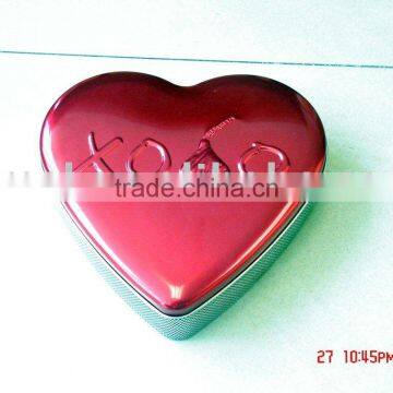 Heart Shaped Tin Box with Nice Embossing Logo, Heart Tin