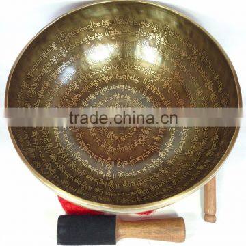 High Quality Om Mani Padme Hum Tibetan Mantra Crafted Meditation Singing Bowl