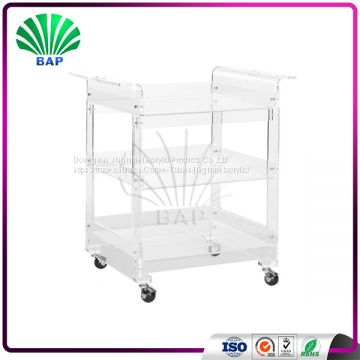 Luxury Bar Wine Trolley Room Service Trolley Transparent Housekeeping Trolley