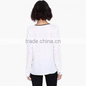 OEM Ladies Long Sleeve White Chiffon Blouse photo-2