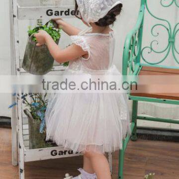 Baby Clothes Wholesale Hot Sale Chiffon Cheap 2017 Baby Clothing Children's Boutique Sleeveless Summer White Flower Girl Dress photo-3