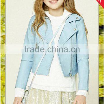 Children Girls motorcycle pu leather jacket, casual kids jacket coat with zipper