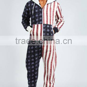 Stripes and Stars adult outdoor onesie flag printed