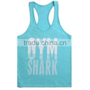 Customized OEM Brand Logo GYM Shark Sleeveless Fitness Sportwear GYM Vest Cotton Stringer Bodybuilding Men GYM Shark Tank Top photo-2