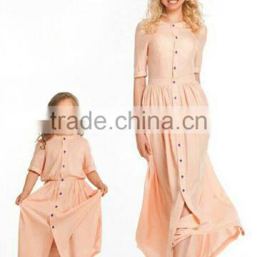 Maxi Dresses Long Button Down Dress Shirt Dresses Women Lady For Mother And Daughter photo-3