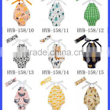 Summer Ocean Style Halter Sleeveless Design Retro Cotton Baby Girls Vintage Climbing Floral Romper photo-5