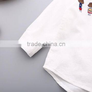 S33436W Girls Blouses Kids Clothes Turn-down Embroidery All-match Collar Blouses photo-6