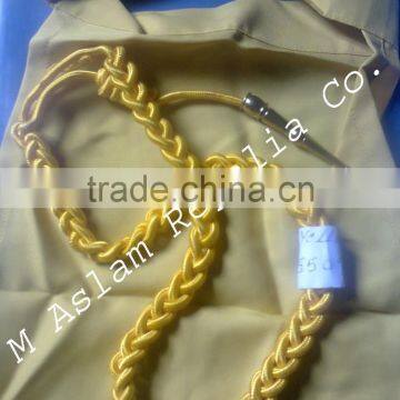 Uniforms Cords,Military Shoulder Cord Aiguillettes, Army Yellow Lanyard Cord with scarf