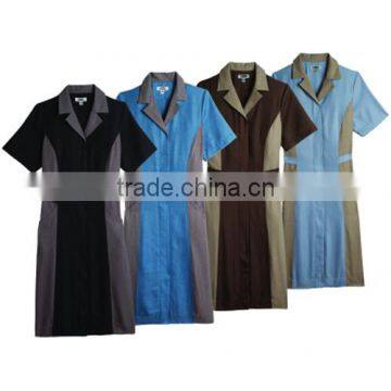 Anti-Static Zipper Down Fashionable Colors Dual Tone Hotel Uniform Ladies Housekeeping Maids Dress photo-2