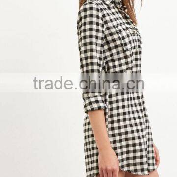 Hot Seller Slim Pencil Women Dress,grid Patterned Women Dress Shirts photo-3