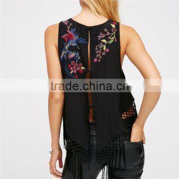 2017 Latest Fashion Top Design Soft Embroidered Pretty Tank photo-6