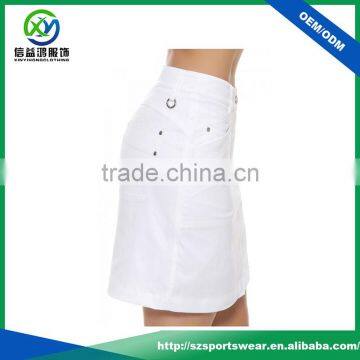 New Arrival White Perfect Fit Mid-rise Waist With Belt Loops Golf Lady Skort