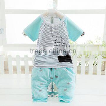 Wholesale Summer Cotton Printing Girls Cheap Newborn Baby Clothing Set photo-2